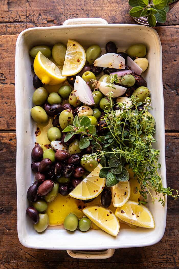 Honey Whipped Feta with Garlic Herb Roasted Olives | halfbakedharvest.com Honey Whipped Feta with Garlic Herb Roasted Olives | halfbakedharvest.com