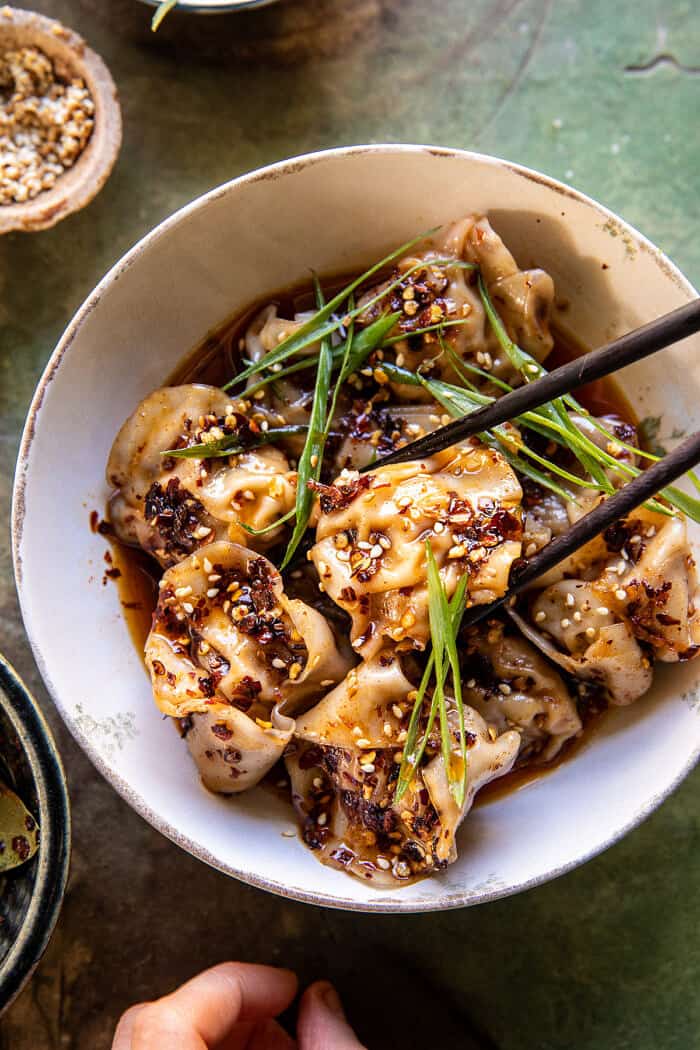 Sesame Ginger Dumplings in Chili Oil | halfbakedharvest.com Sesame Ginger Dumplings in Chili Oil | halfbakedharvest.com