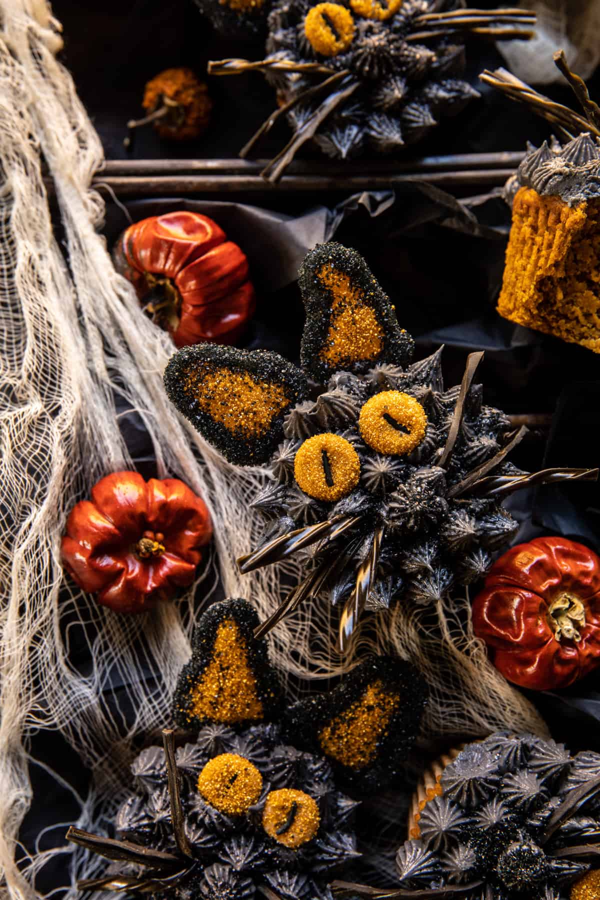 Black Cat Pumpkin Cupcakes | halfbakedharvest.com