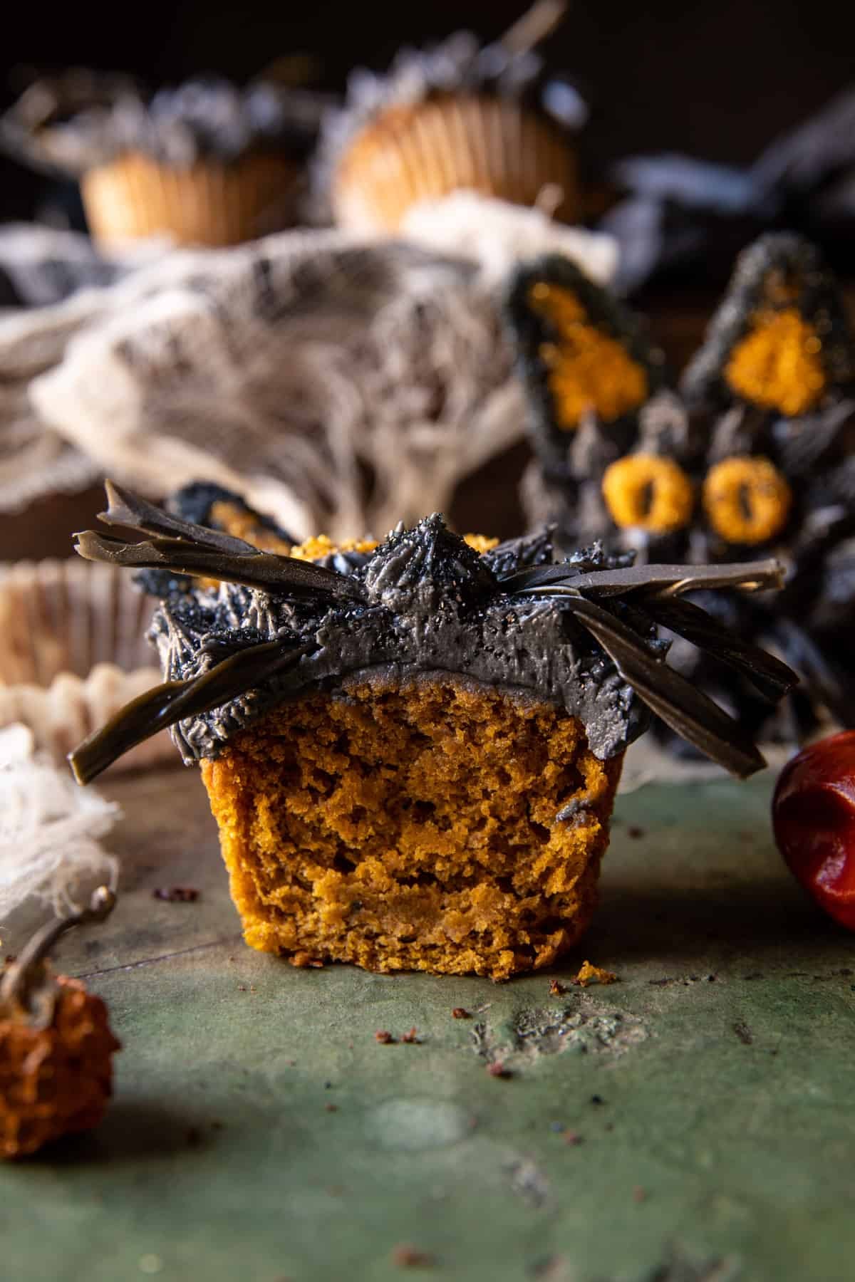 Black Cat Pumpkin Cupcakes | halfbakedharvest.com