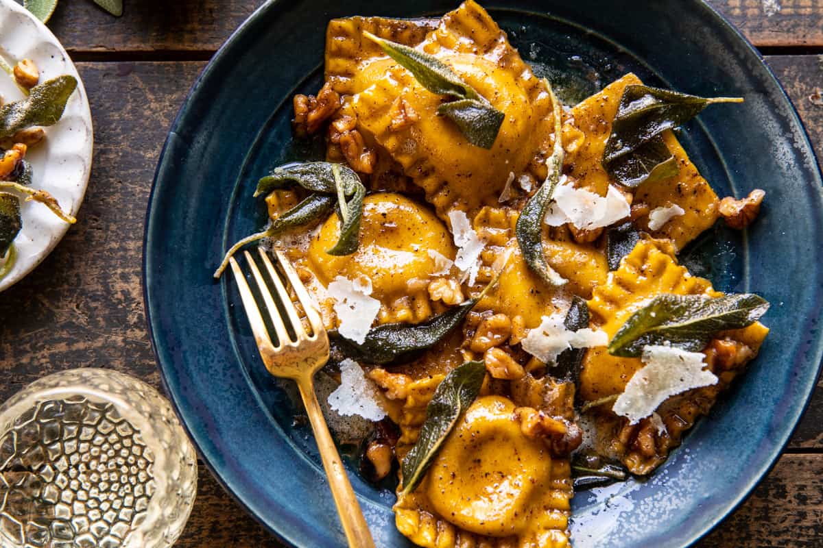 Sage Butter Pumpkin Cheese Ravioli | halfbakedharvest.com