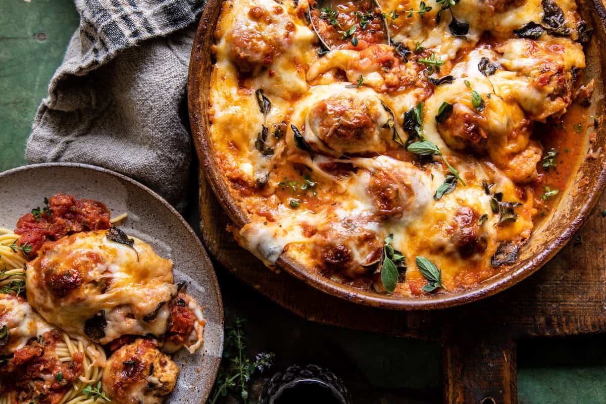 Simple Baked Cheesy Italian Chicken Meatballs | halfbakedharvest.com