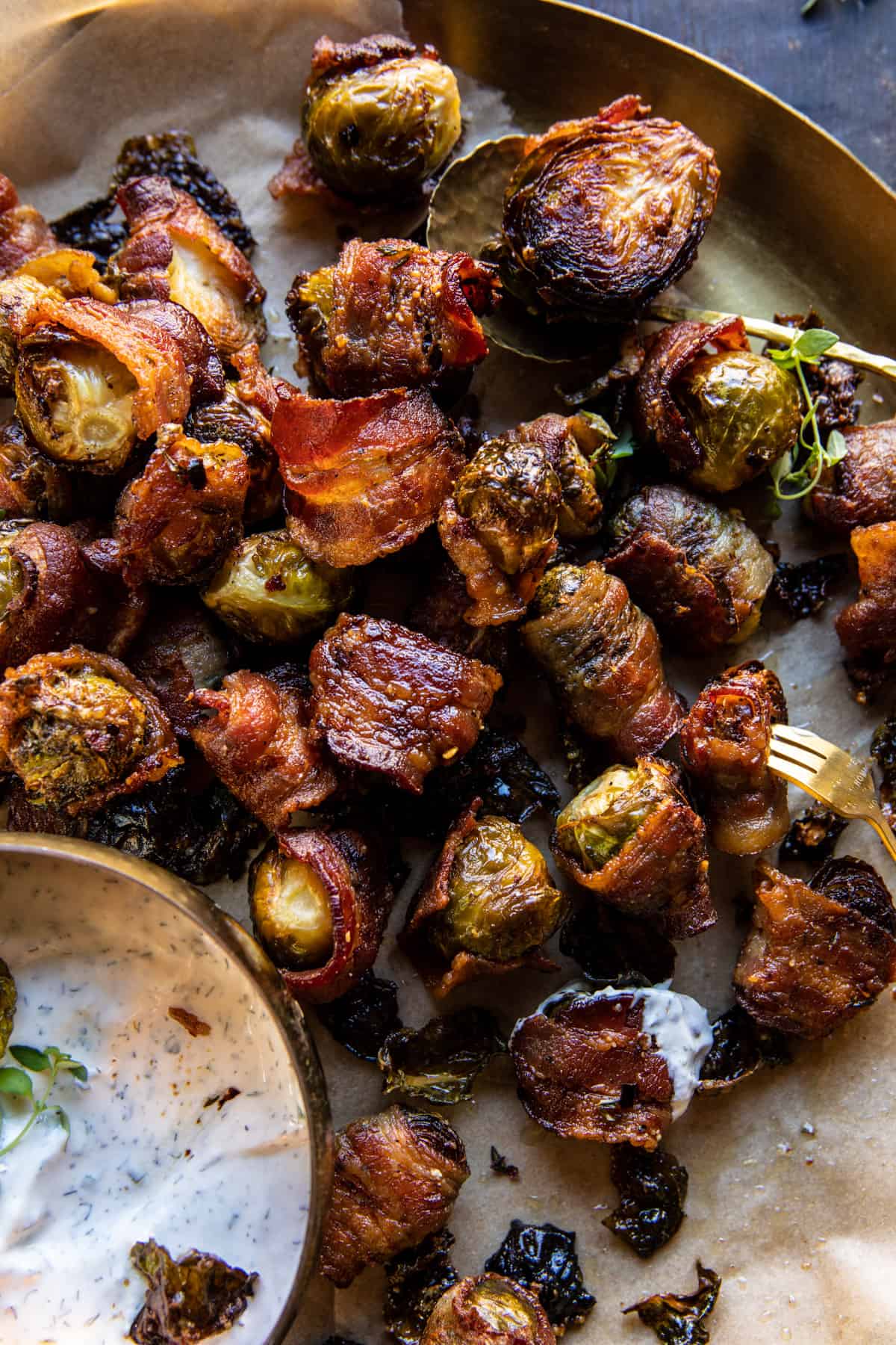 Crispy Bacon Wrapped Parmesan Brussels Sprouts | halfbakedharvest.com