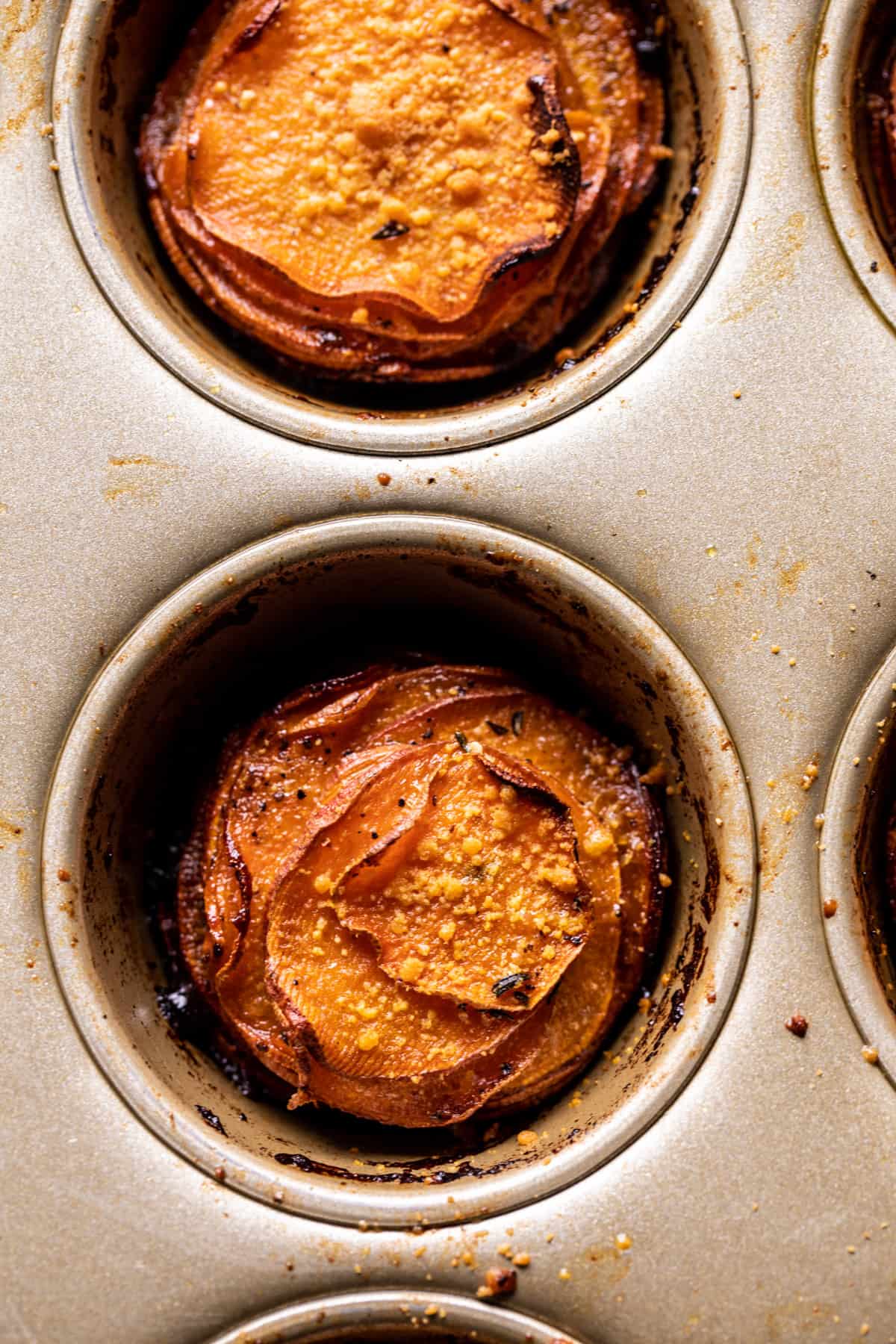 Crispy Parmesan Thyme Sweet Potato Stacks | halfbakedharvest.com