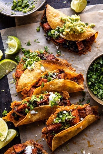 Crispy Chipotle Sweet Potato Tacos with Lime Crema | halfbakedharvest.com