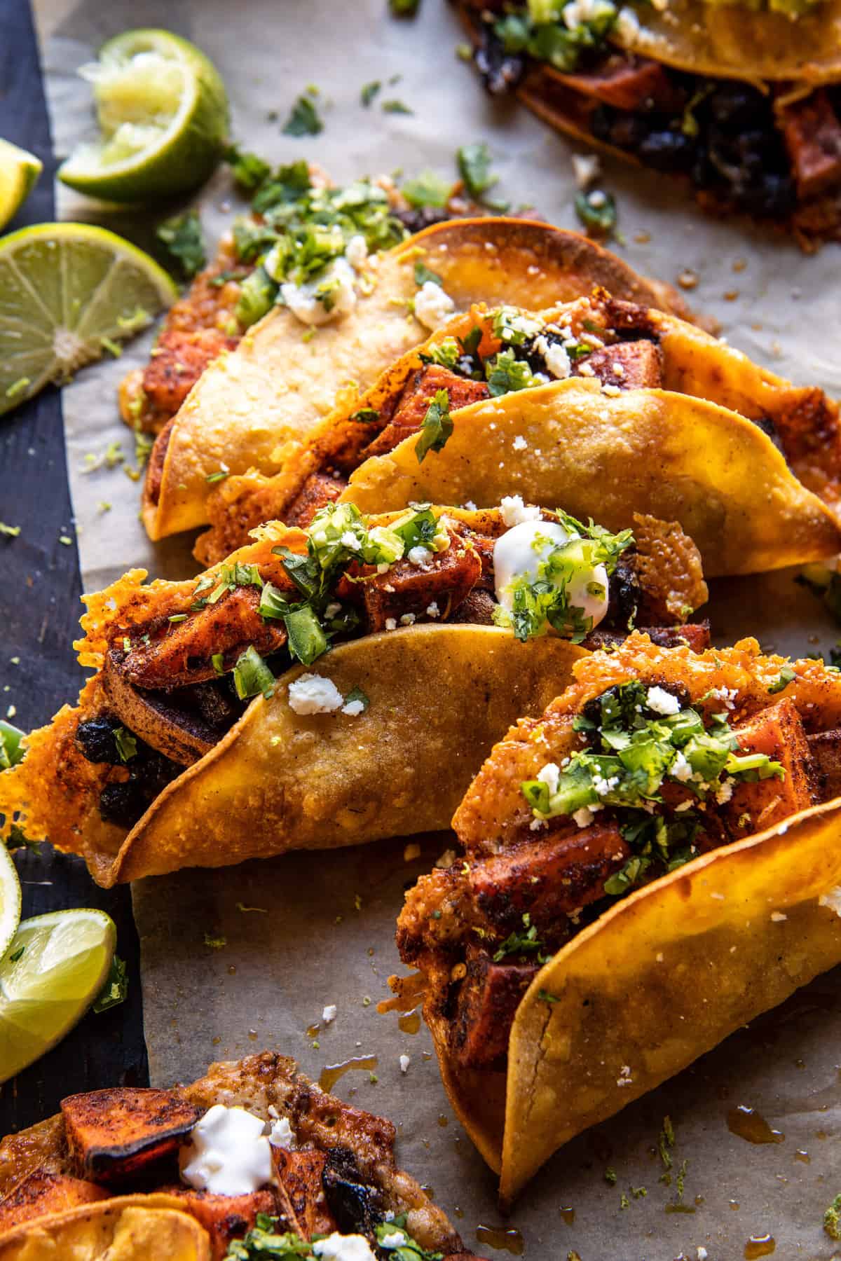 Crispy Chipotle Sweet Potato Tacos with Lime Crema | halfbakedharvest.com