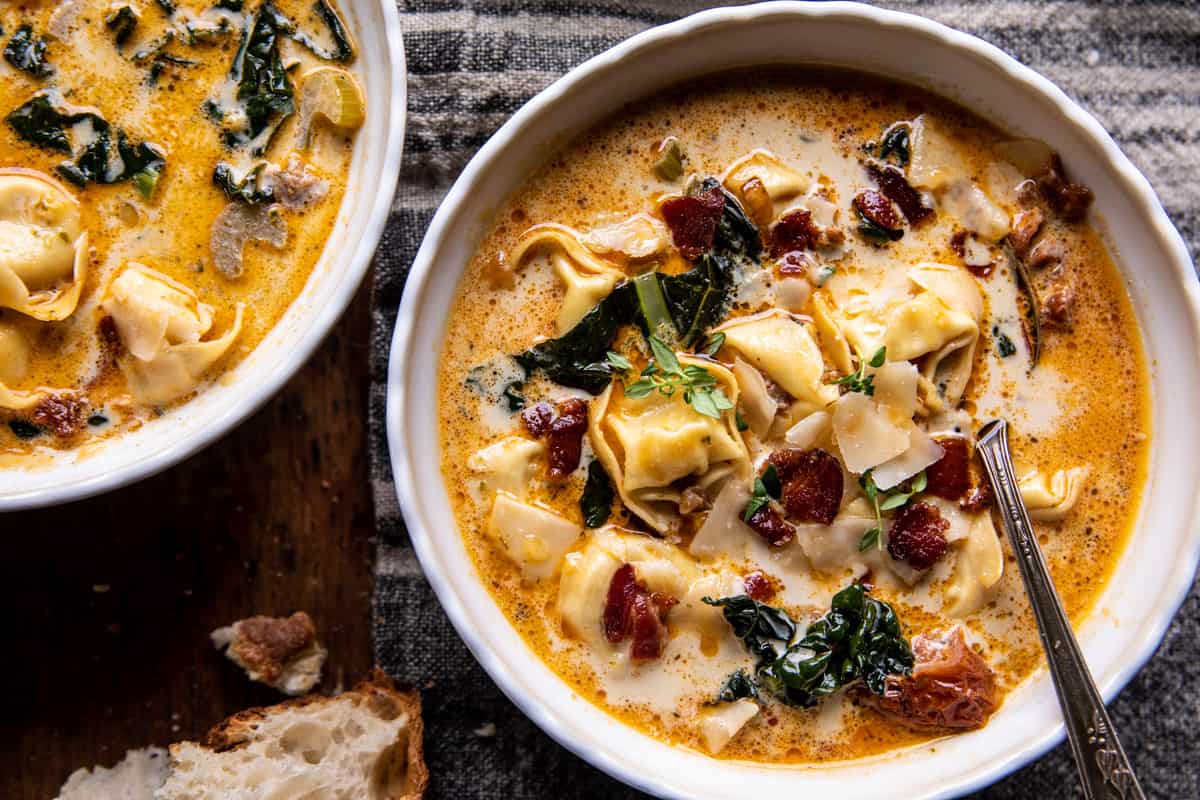 Pesto Tortellini Zuppa Toscana | halfbakedharvest.com