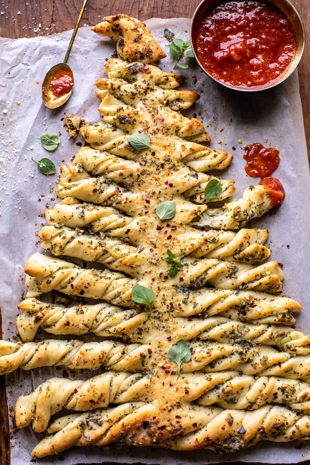 Pull Apart Christmas Tree Garlic Bread | halfbakedharvest.com