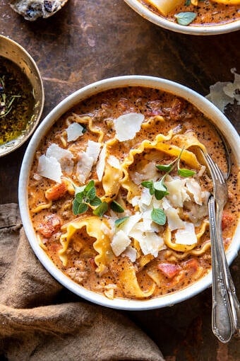 Spicy Lasagna Soup | halfbaedharvest.com