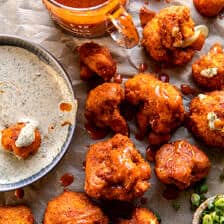 Buffalo Cauliflower with Spicy Tahini Ranch | halfbakedharvest.com