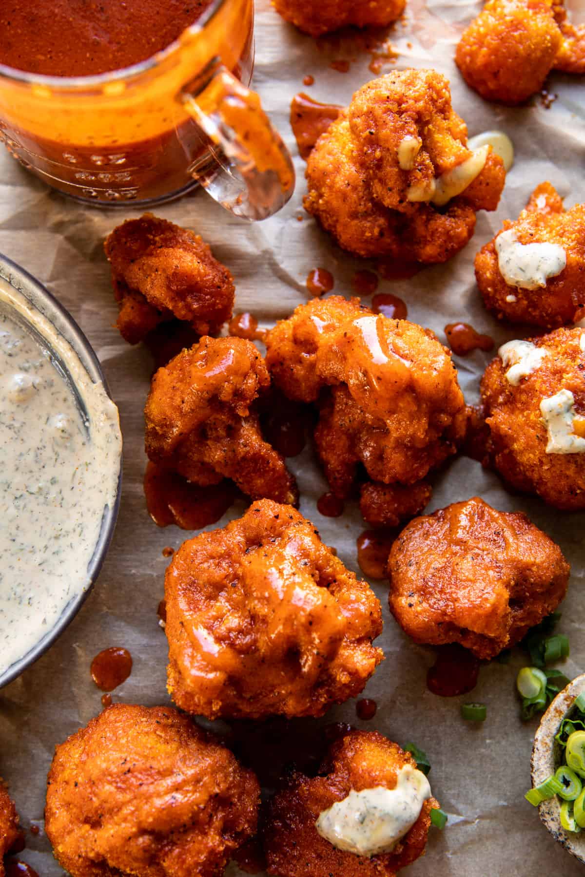 Buffalo Cauliflower with Spicy Tahini Ranch | halfbakedharvest.com