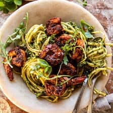 Cajun Garlic Butter Shrimp with Creamy Pesto Pasta | halfbakedharvest.com