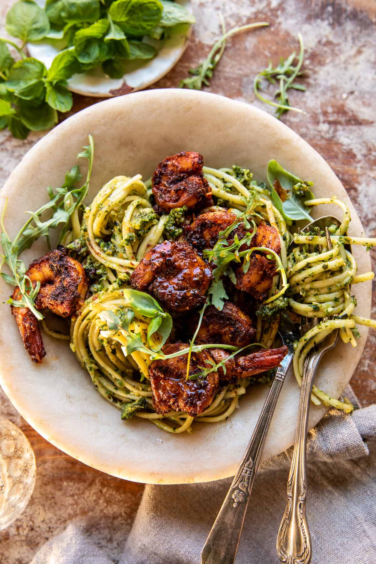 Cajun Garlic Butter Shrimp with Creamy Pesto Pasta | halfbakedharvest.com