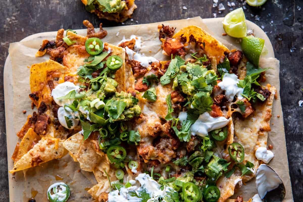 Chipotle Chicken Nachos with Jalapeño Yogurt | halfbakedharvest.com