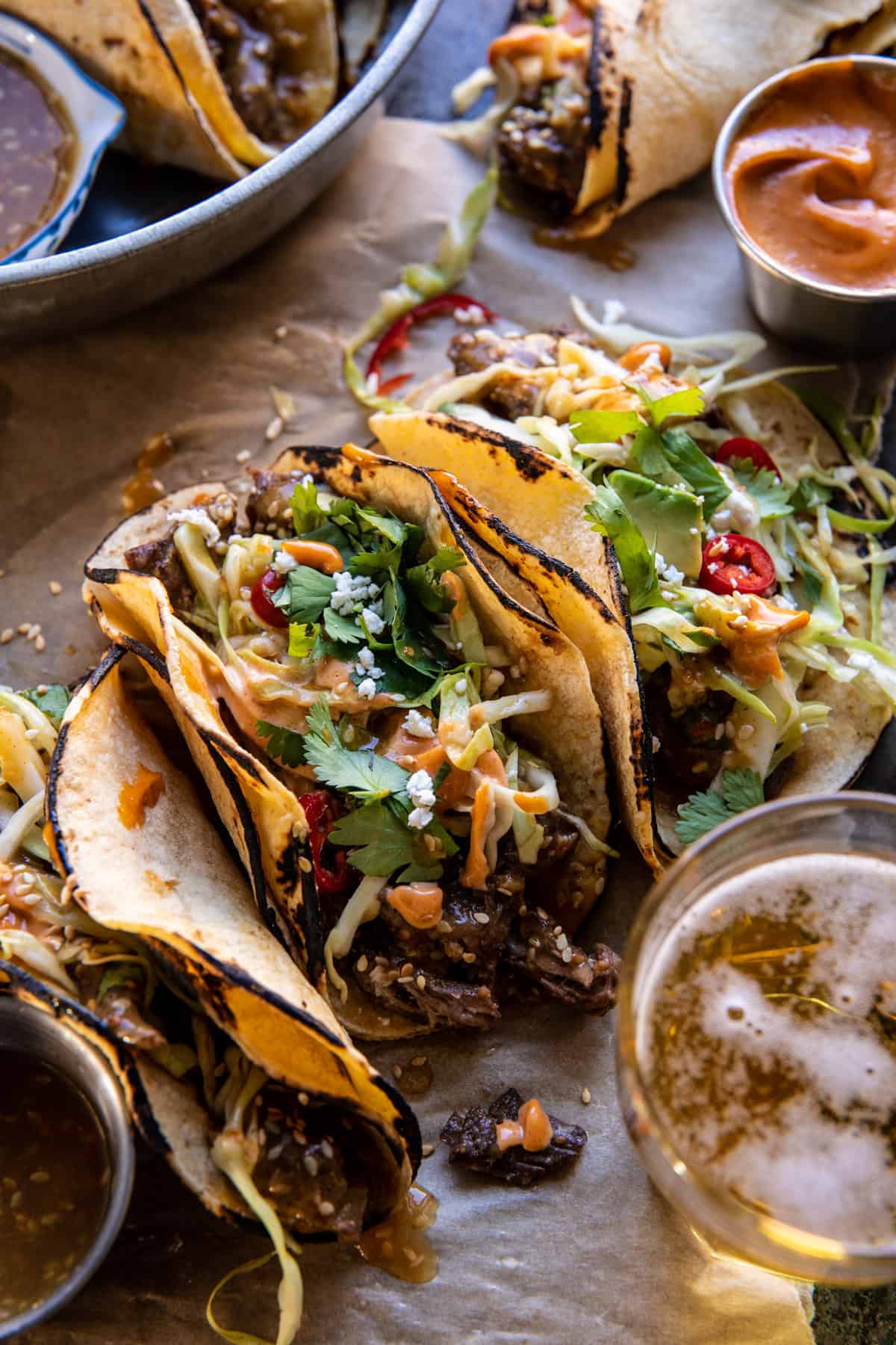 Crockpot Korean Inspired Tacos with Yum Yum Yummm Sauce | halfbakedharvest.com