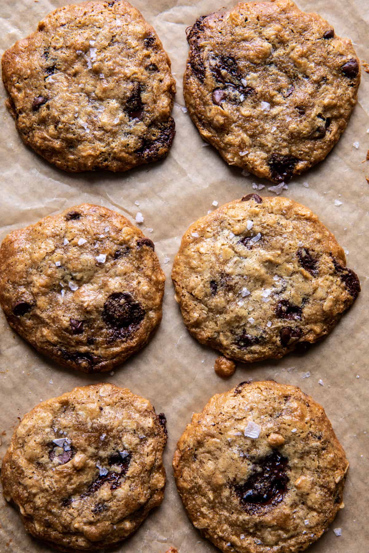 Salted Tahini Oatmeal Chocolate Chip Cookies | halfbakedharvest.com