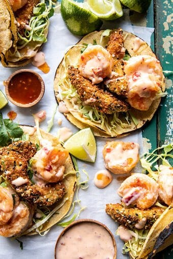 Bang Bang Shrimp Tacos with Fried Avocado | halfbakedharvest.com
