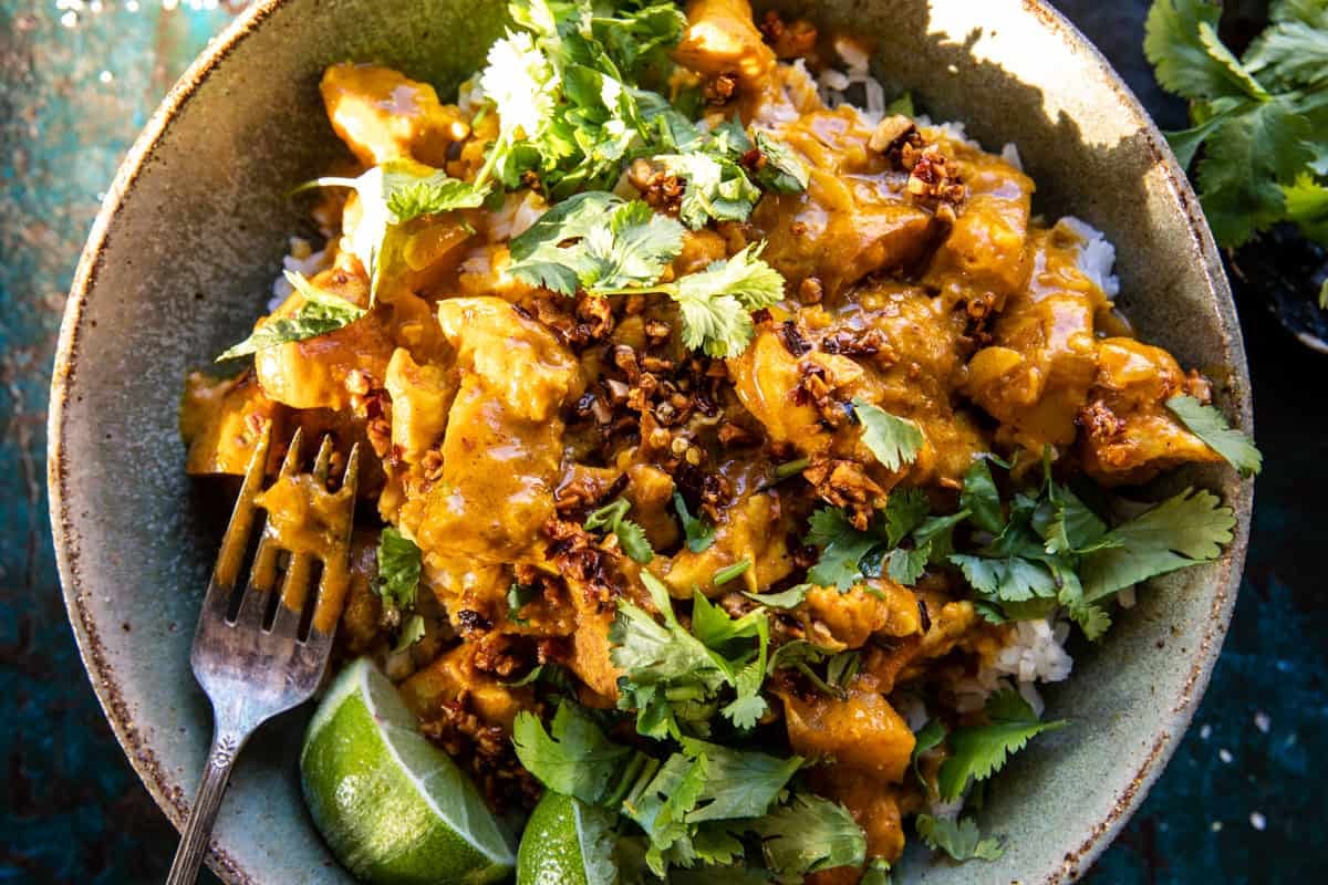 Simple Thai Yellow Chicken Curry with Spicy Garlic Butter | halfbakedharvest.com
