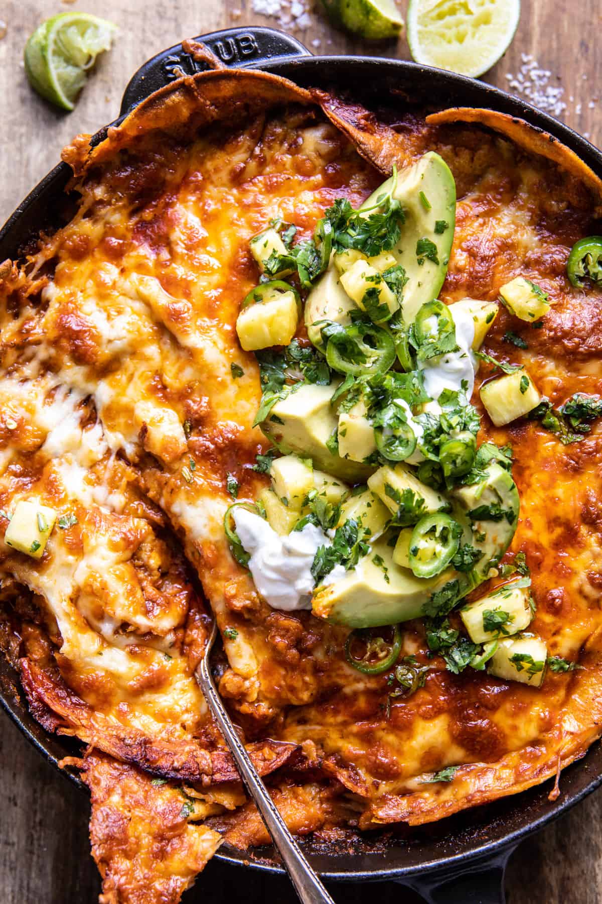 Easy Skillet Chicken Tinga Enchiladas | halfbakedharvest.com