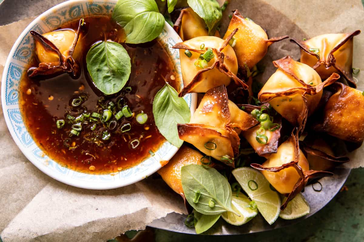 Cheese Rangoons with Sweet Ginger Chili Sauce | halfbakedharvest.com