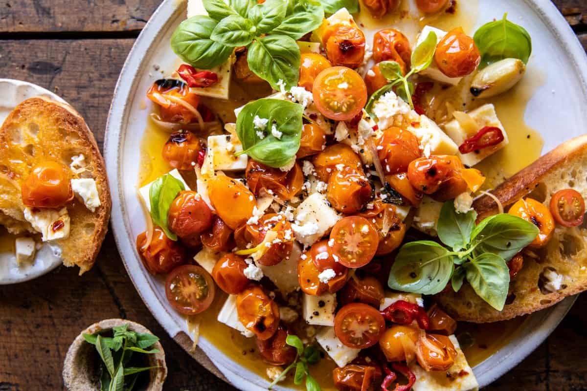 Crumbled Feta and Tomato Basil Vinaigrette Dip | halfbakedharvest.com