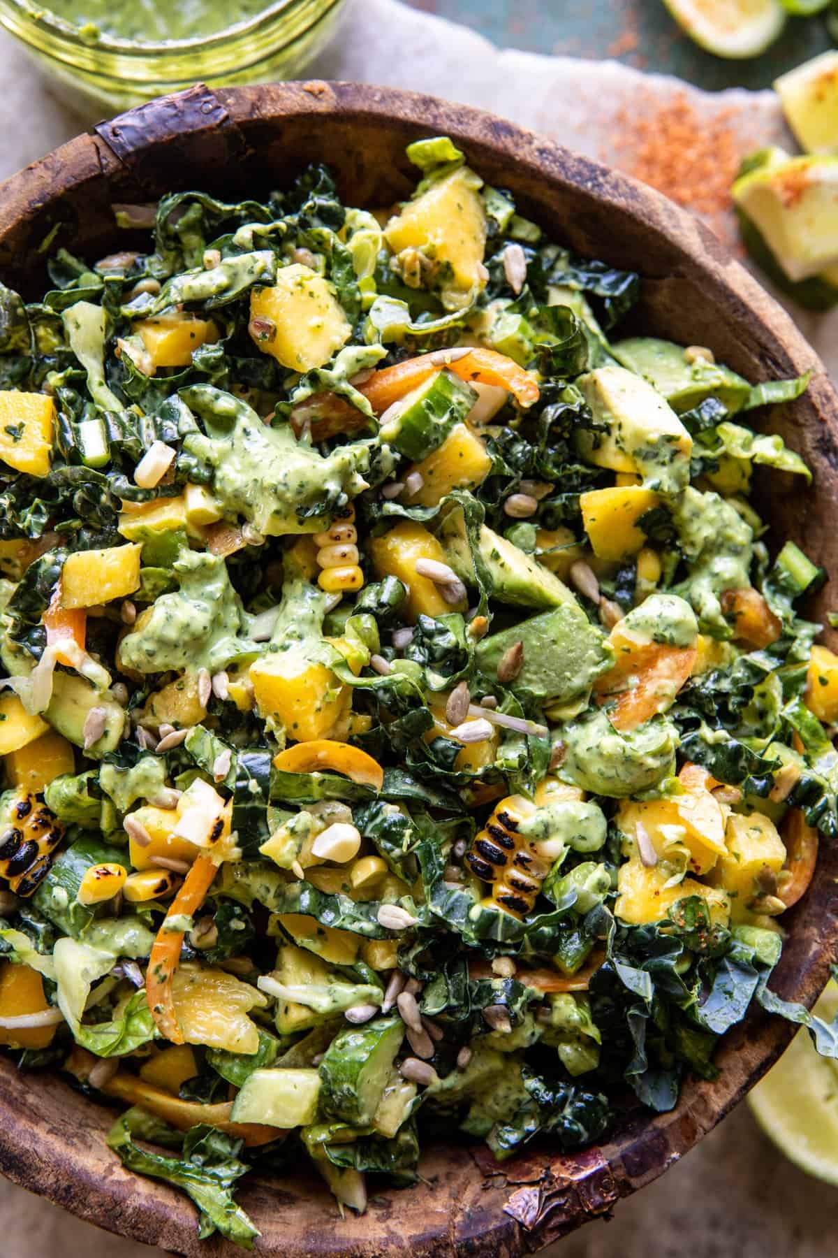 Mango Kale Salad with Cilantro Lime Dressing | halfbakedharvest.com