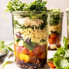 Marinated Tomato Feta Orzo Salad Jars | halfbaledharvest.com
