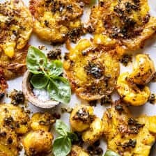 Roasted Garlic Butter Smashed Potatoes | halfbakedharvest.com