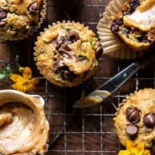 Chocolate Chip Zucchini Banana Muffins with Cinnamon Honey Butter | halfbakedharvest.com