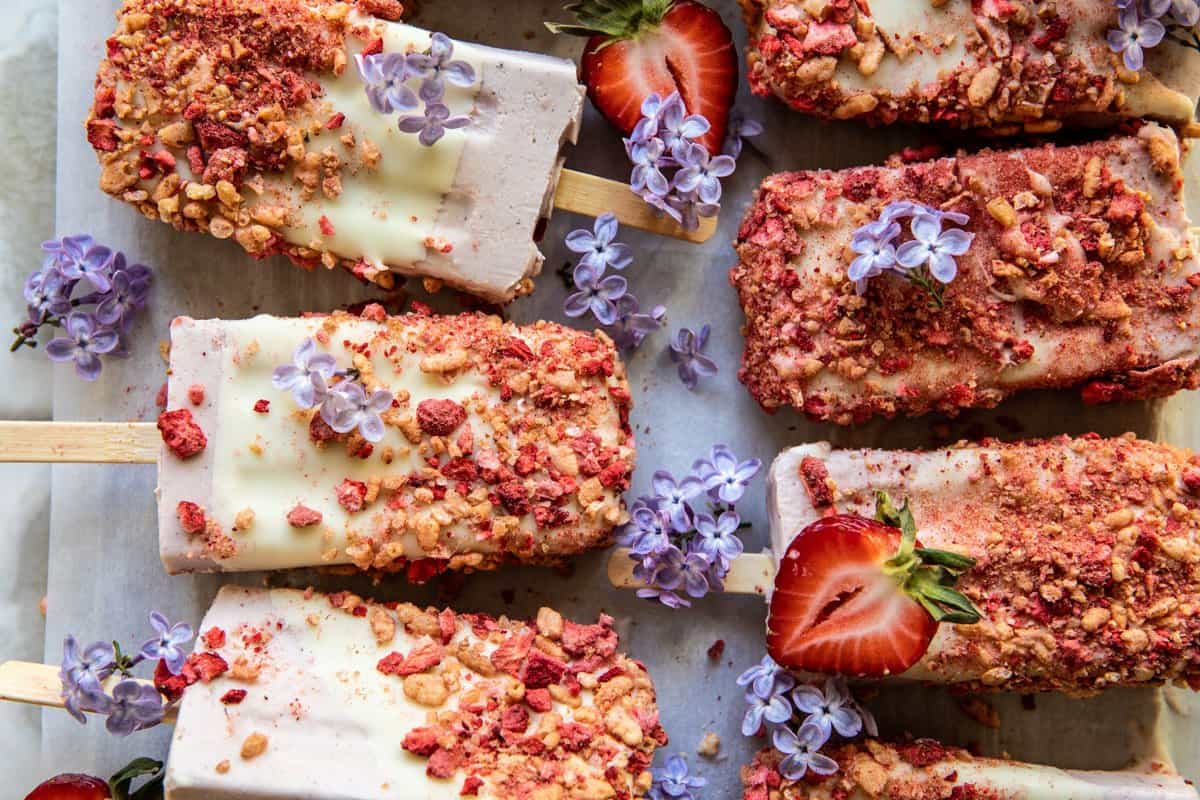 Homemade Strawberry Shortcake Ice Cream Bars | halfbakedharvest.com