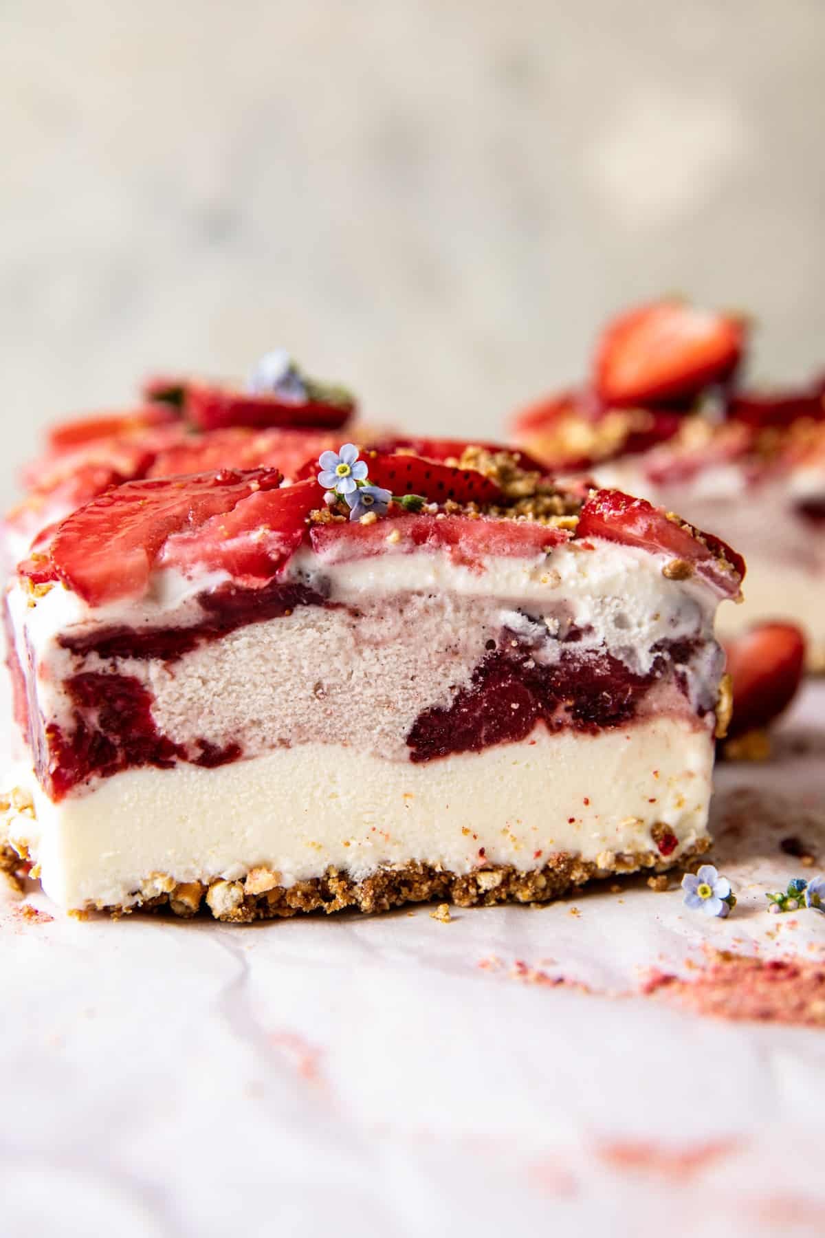 Strawberry Pretzel Ice Cream Cake | halfbakedharvest.com