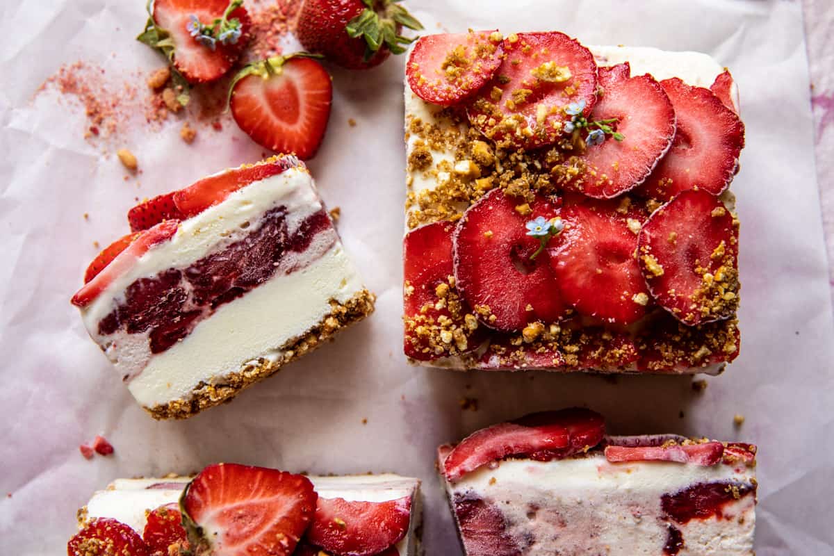 Strawberry Pretzel Ice Cream Cake | halfbakedharvest.com