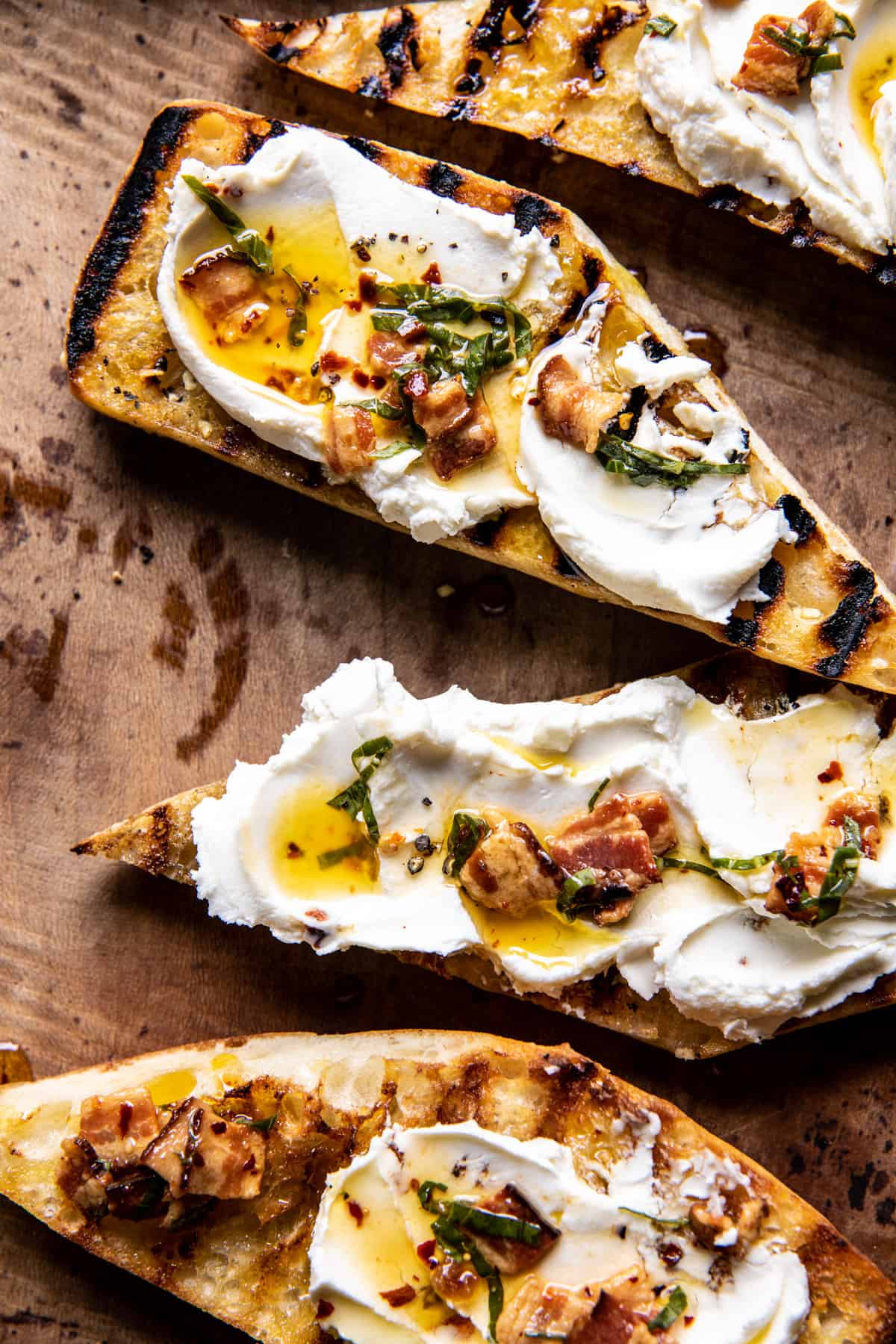 Tomato Peach Crostini with Hot Bacon Dressing | halfbakedharvest.com