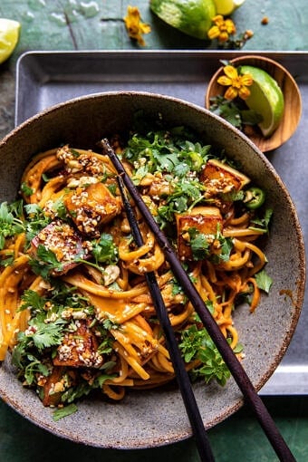 Chili Crisp Peanut Noodles with Crispy Halloumi | halfbakedharvest.com