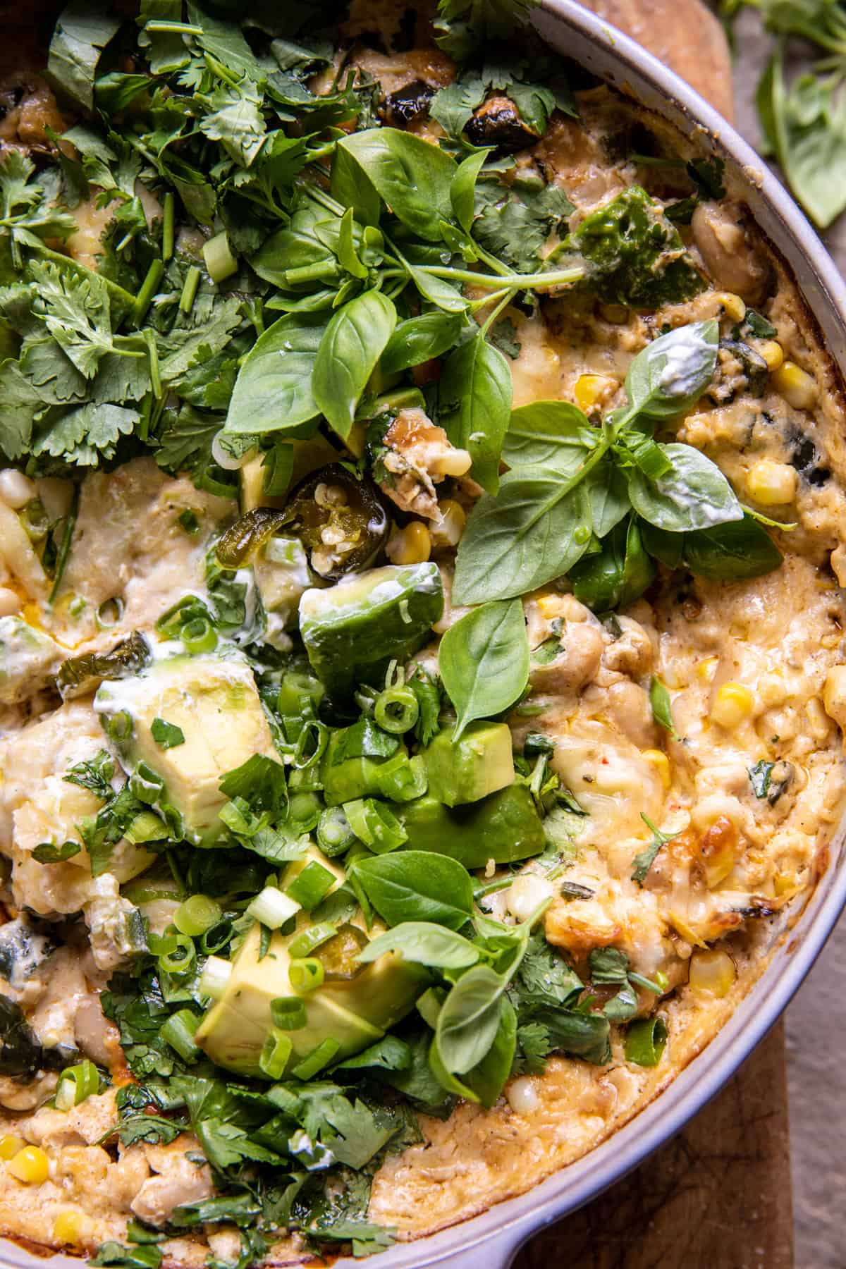 Easy White Chicken Chili Corn Dip | halfbakedharvest.com