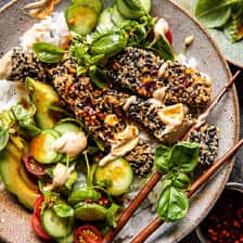 Spicy Ginger Sesame Crusted Salmon Bowls | halfbakedharvest.com