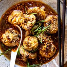 Chili Crisp Butternut Squash Dumplings in Ginger Soy Broth | halfbakedhavrest.com