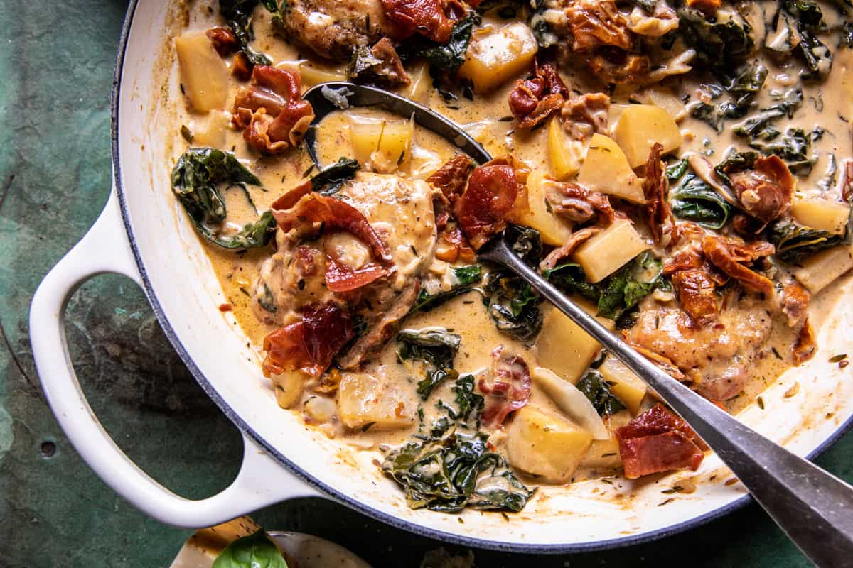 Creamy Tuscan Chicken with Crispy Prosciutto | halfbakedharvest.com