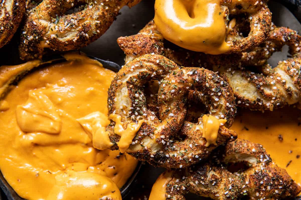 Mini Ranch Pretzels with Buffalo Cheese Sauce | halfbakedharvest.com