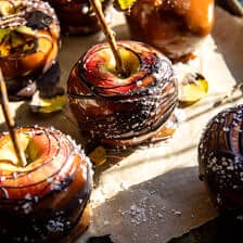 Sweet and Salty Healthier Caramel Apples | halfbakedharvest.com