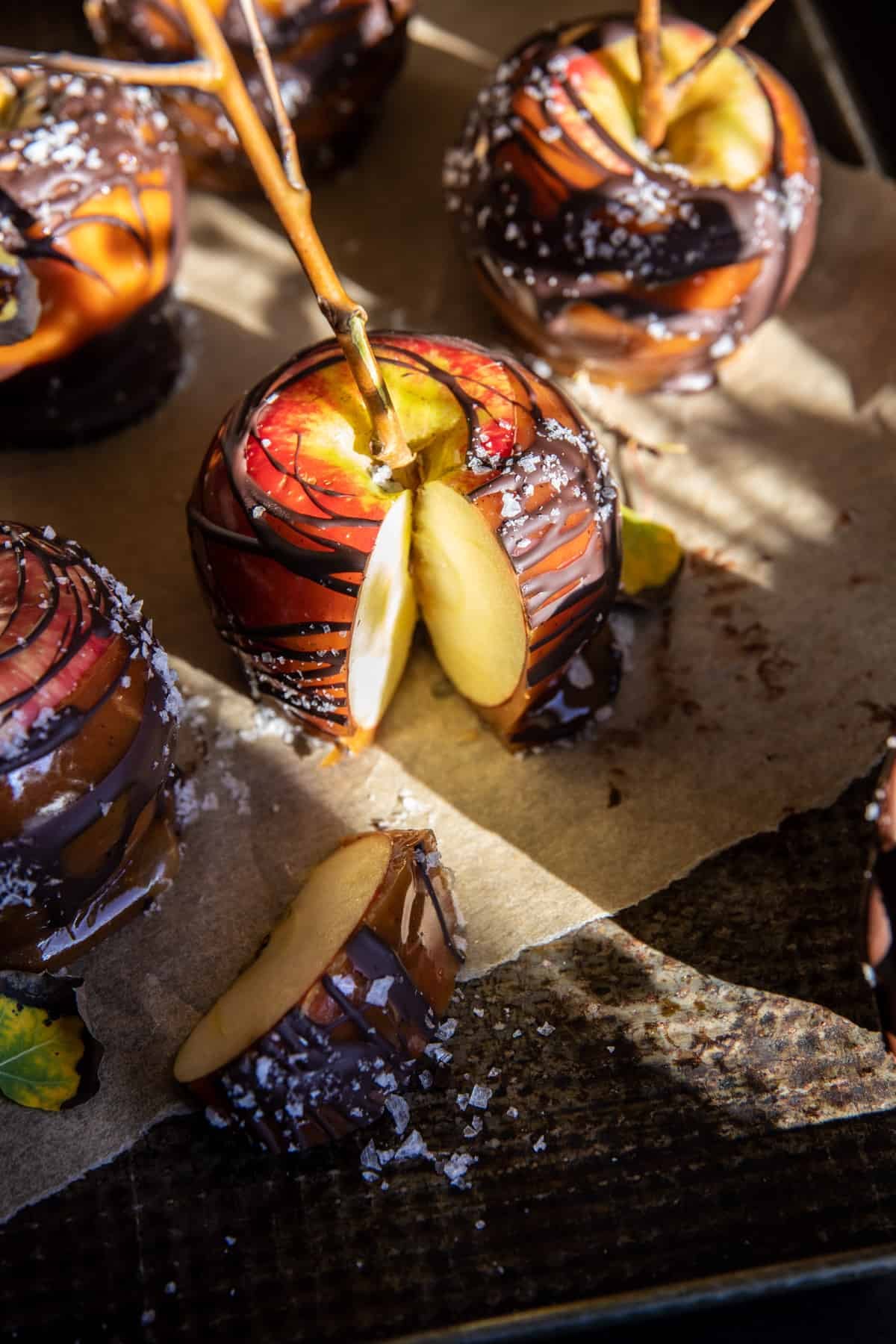 Sweet and Salty Healthier Caramel Apples | halfbakedharvest.com