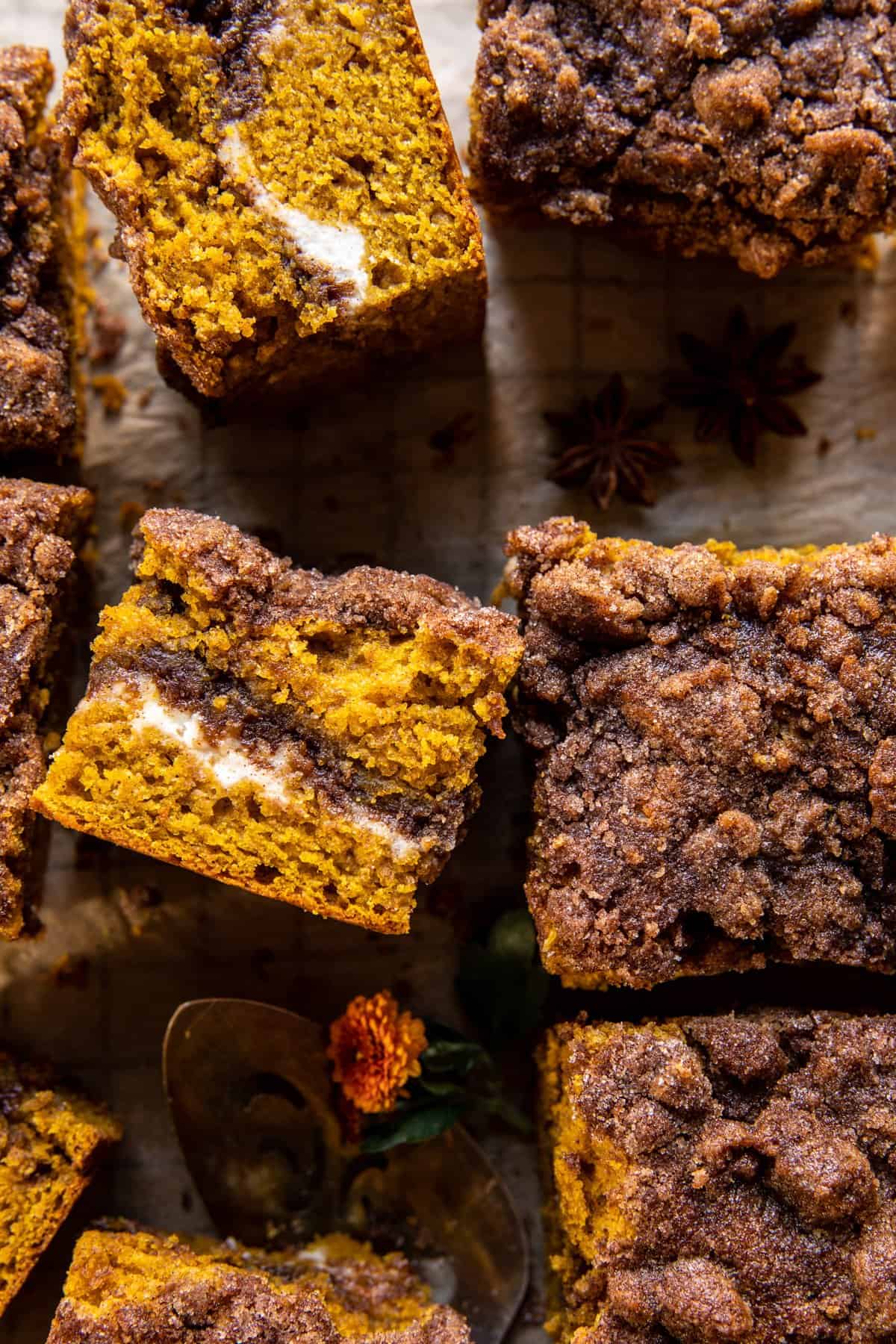 Cream Cheese Swirled Cinnamon Pumpkin Coffee Cake | halfbakedharvest.com
