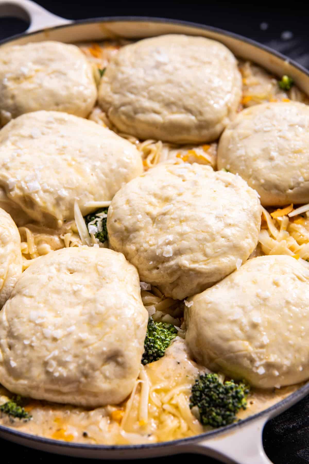 Creamy Broccoli Cheddar Casserole with Garlic Butter Pretzels | halfbakedharvest.com