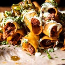 Crispy Chipotle Chicken Cream Cheese Taquitos | halfbakedharvest.com
