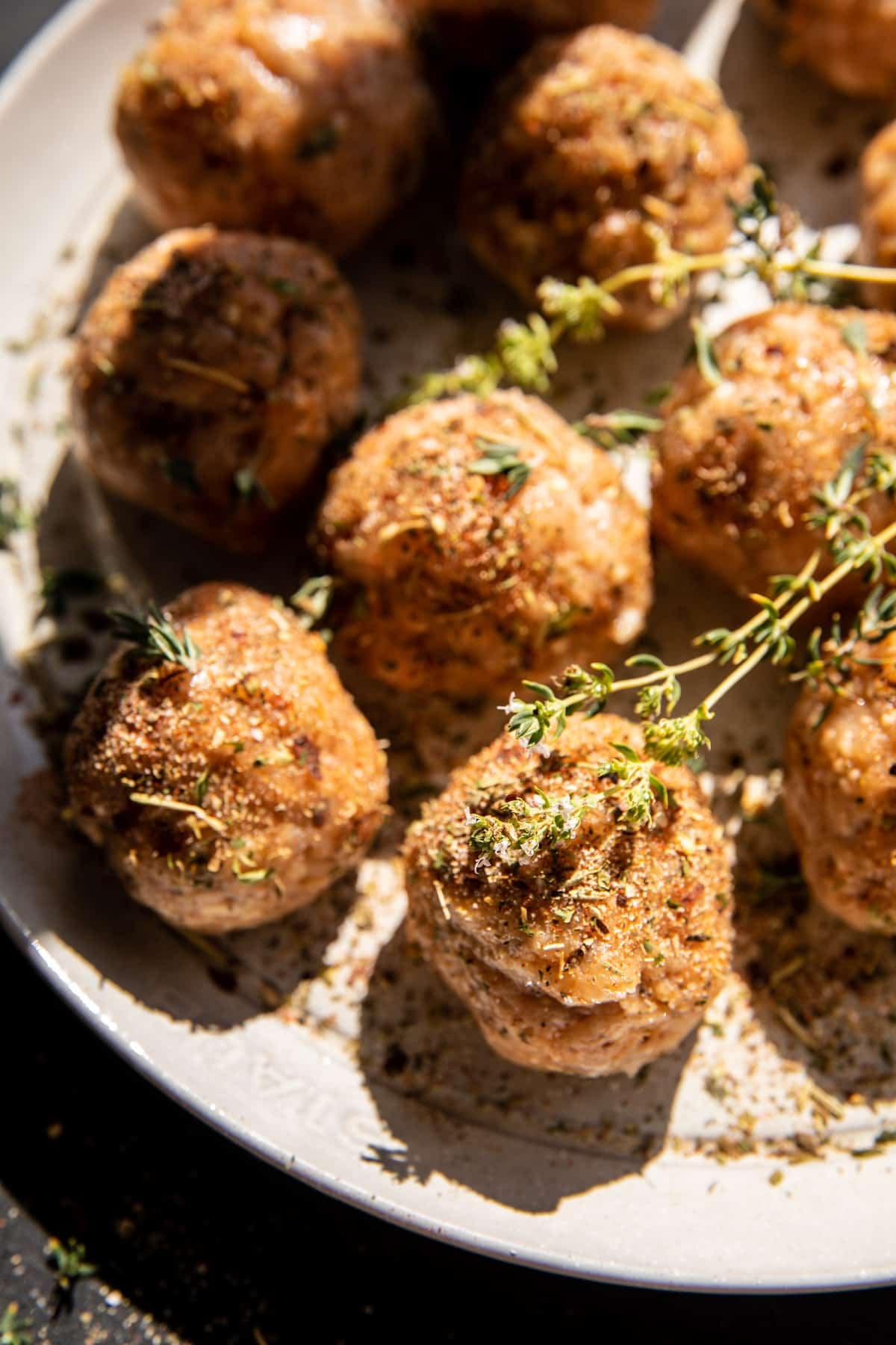 Crockpot Garlic Butter Chicken Meatballs with Creamy Orzo | halfbakedharvest.com