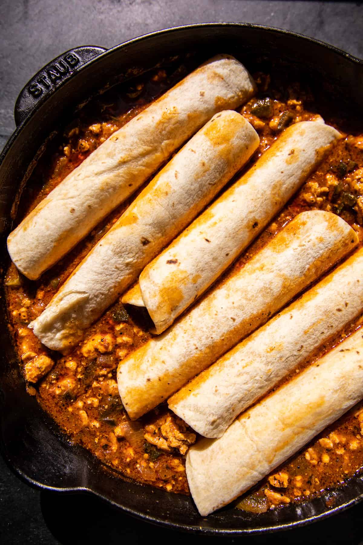 One Skillet Buffalo Ranch Chicken Enchilada Bake | halfbakedharvest.com