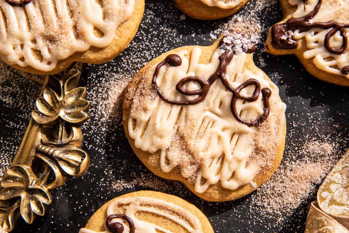 Soft Pumpkin Sugar Cookies with Cinnamon Brown Butter Frosting | halfbakedharvest.com