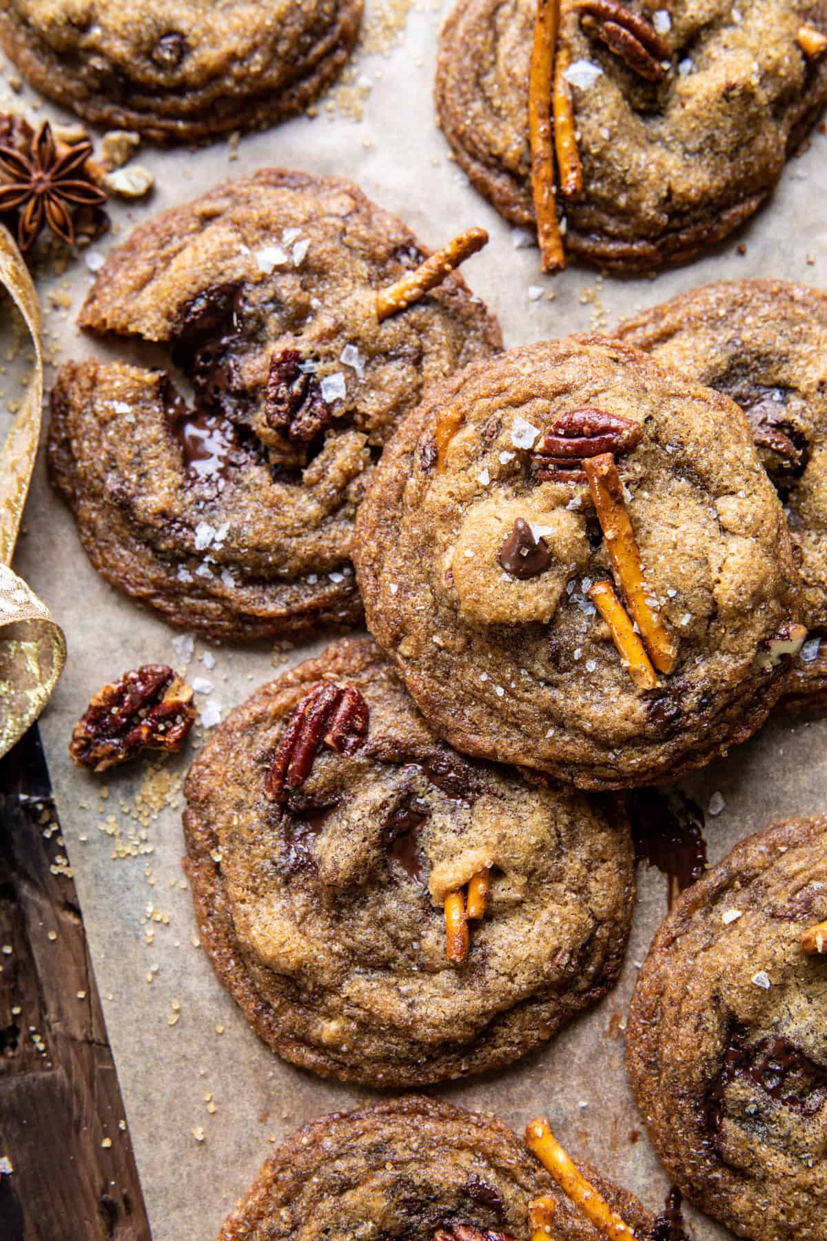 Chewy Brown Butter Pretzel Pecan Cookies | halfbakedharvest.com