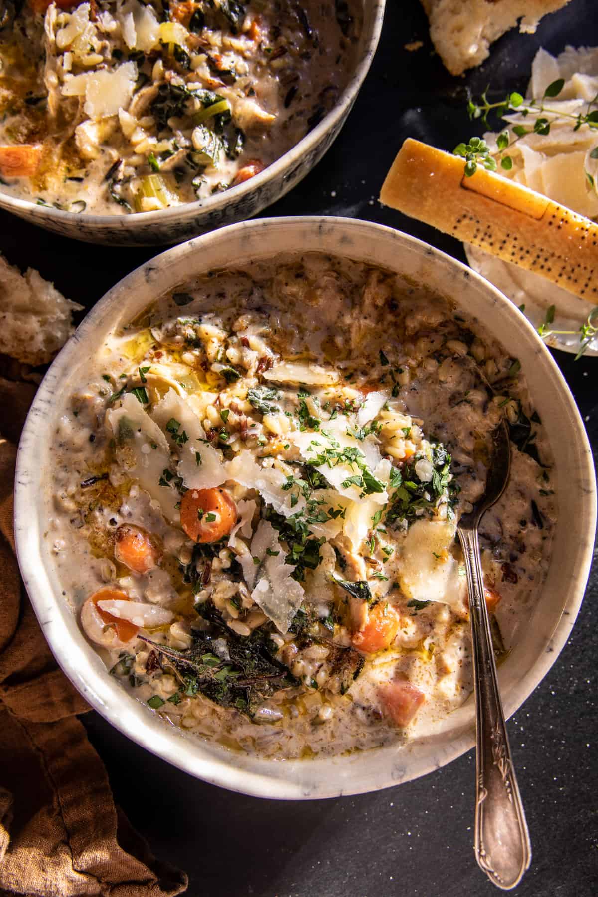 Cozy Wild Rice and Orzo Chicken Soup | halfbakedharvest.com