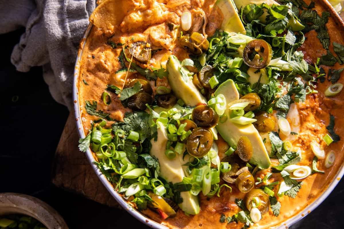 Hot Chicken Enchilada Bean Dip | halfbakedharvest.com